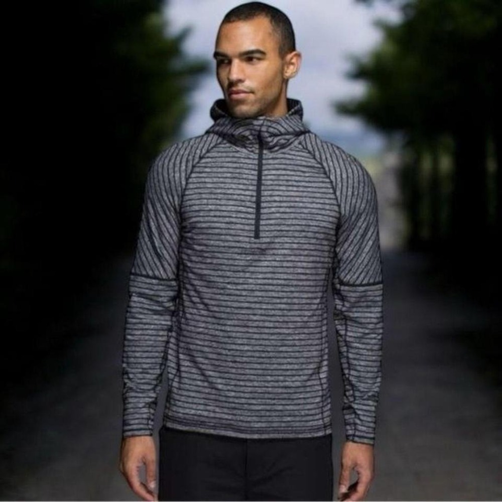 LuLuLemon Sweat Session Hoodie in Color Heathered Black Athletic Stretch XL
